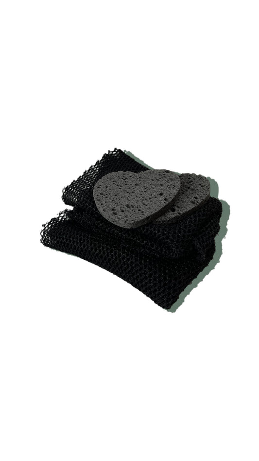 SIMPLE TOOL KIT -Bath Net  & Black Heart Sponges